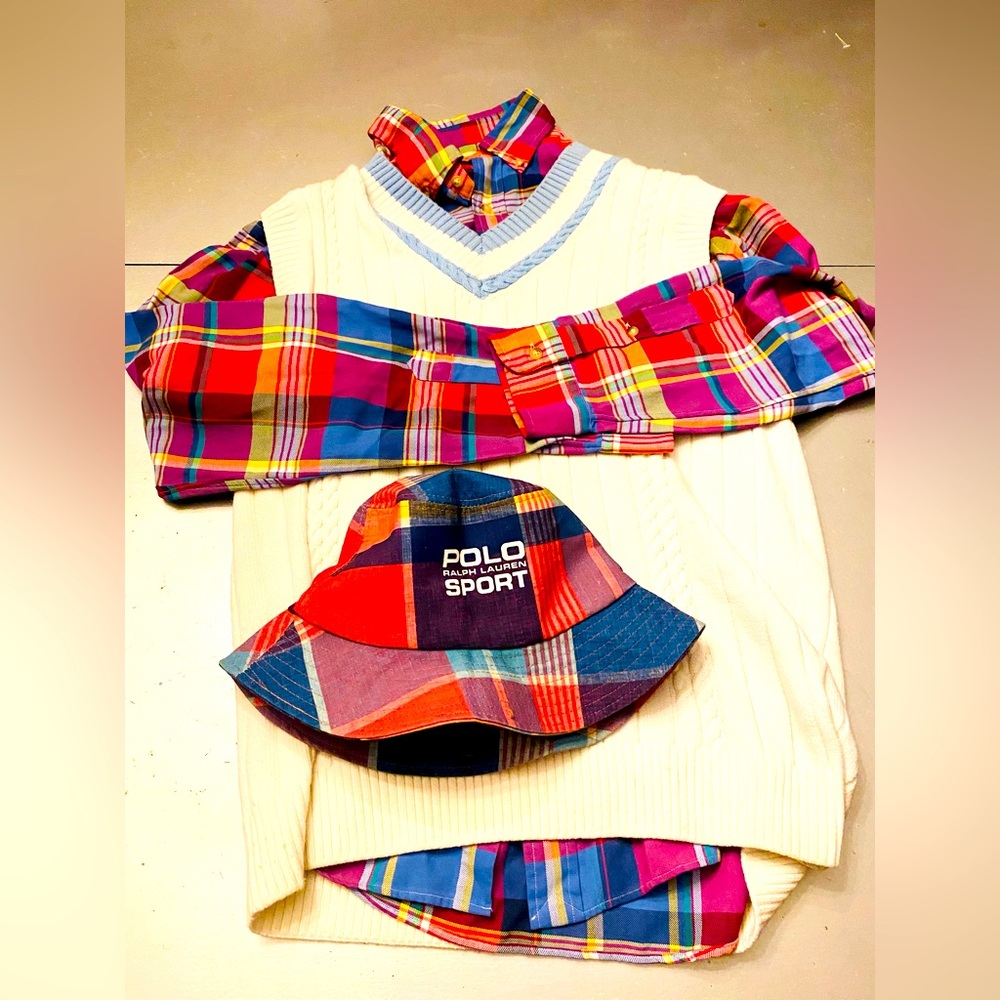 Polo Ralph Lauren flannel shirt, shorts and hat!